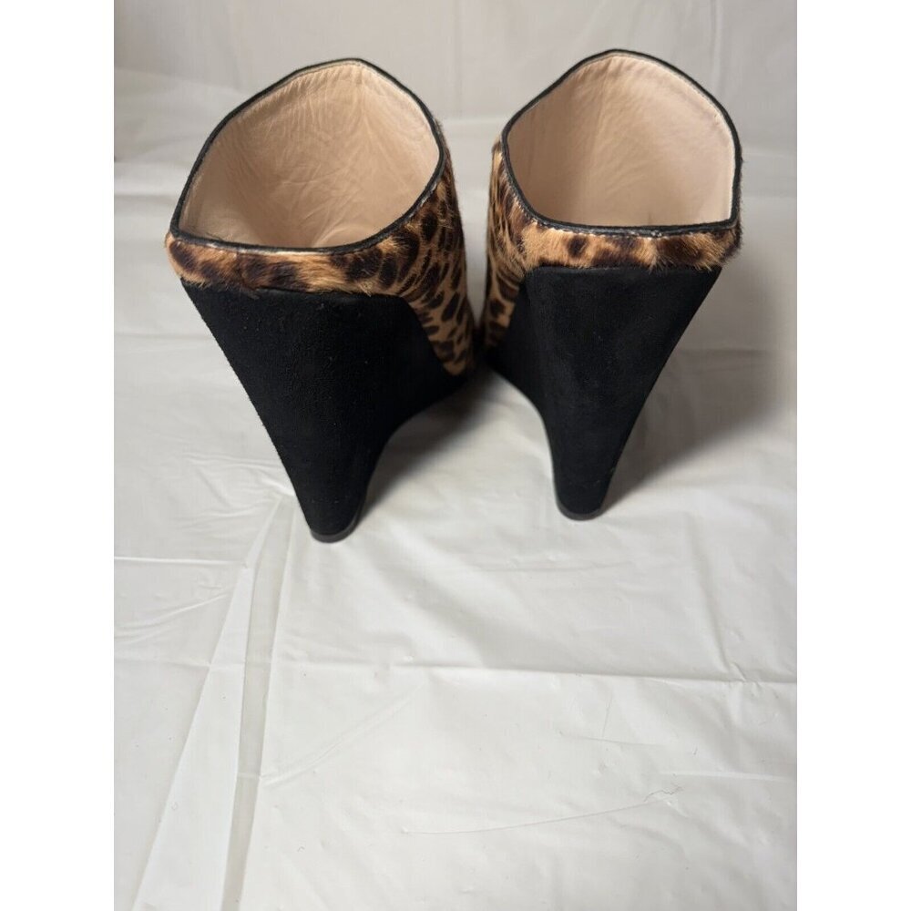 PRADA St Leopardo Miele Moro Leopard Calf Hair Wedge Slides - Picture 6 of 16